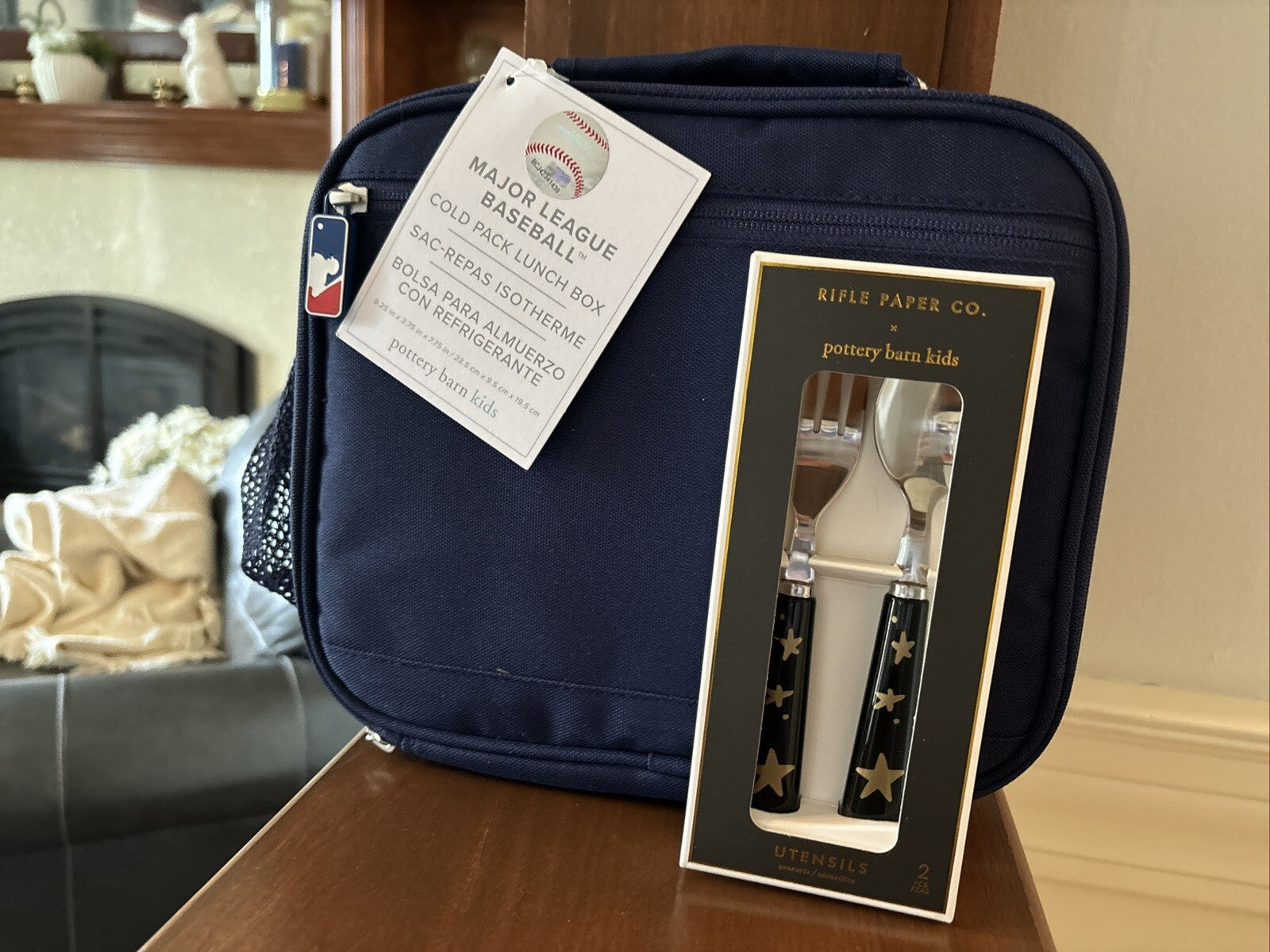 School Pottery Barn MLB BASEBALL LUNCH BOX Cold Pack+Utensil SET Sports Bag =