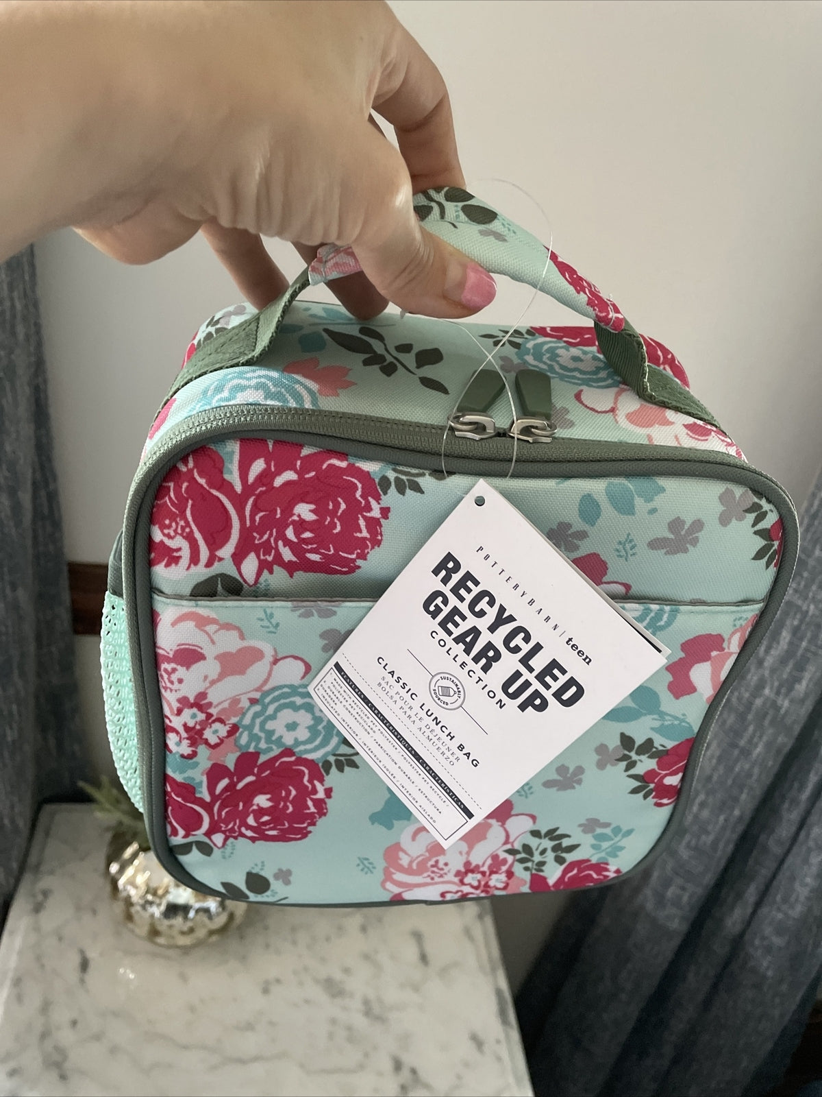 Pottery Barn LUNCH BOX BAG school disney Garden Party floral star holiday girl /