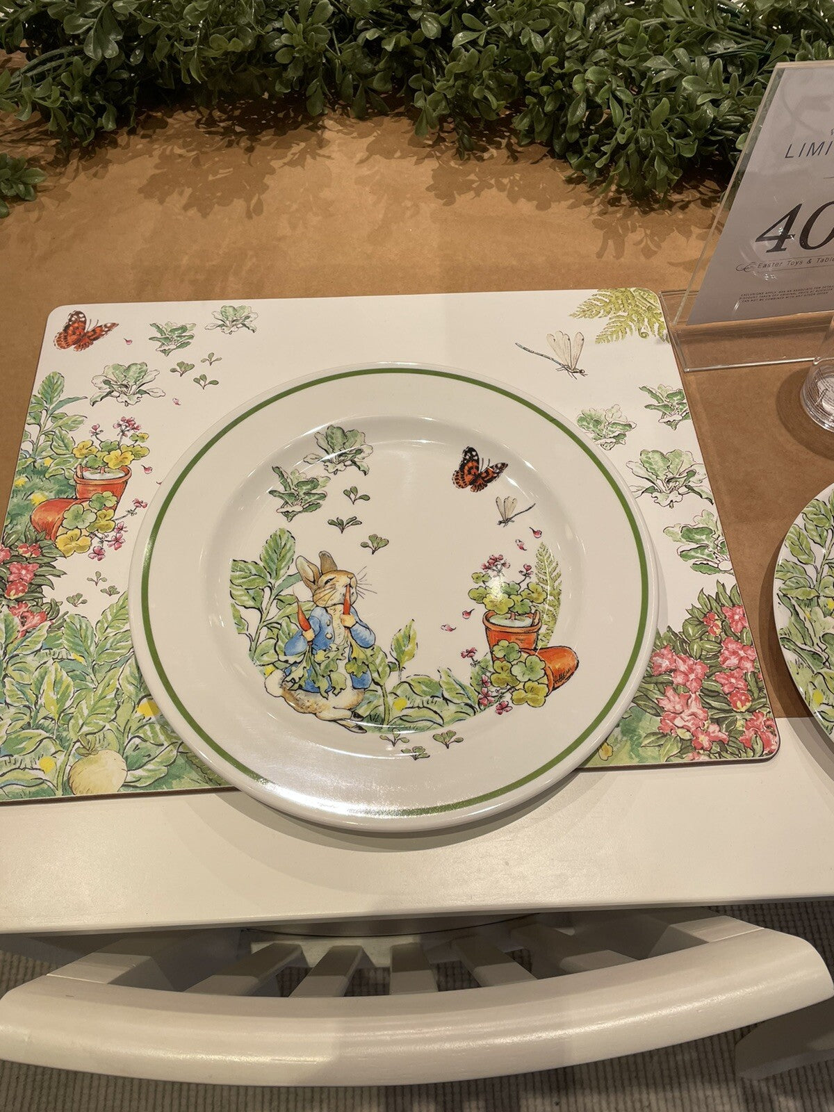 Disney Pottery Barn PLATE Easter bunny Peter rabbit holiday gift party flower ]