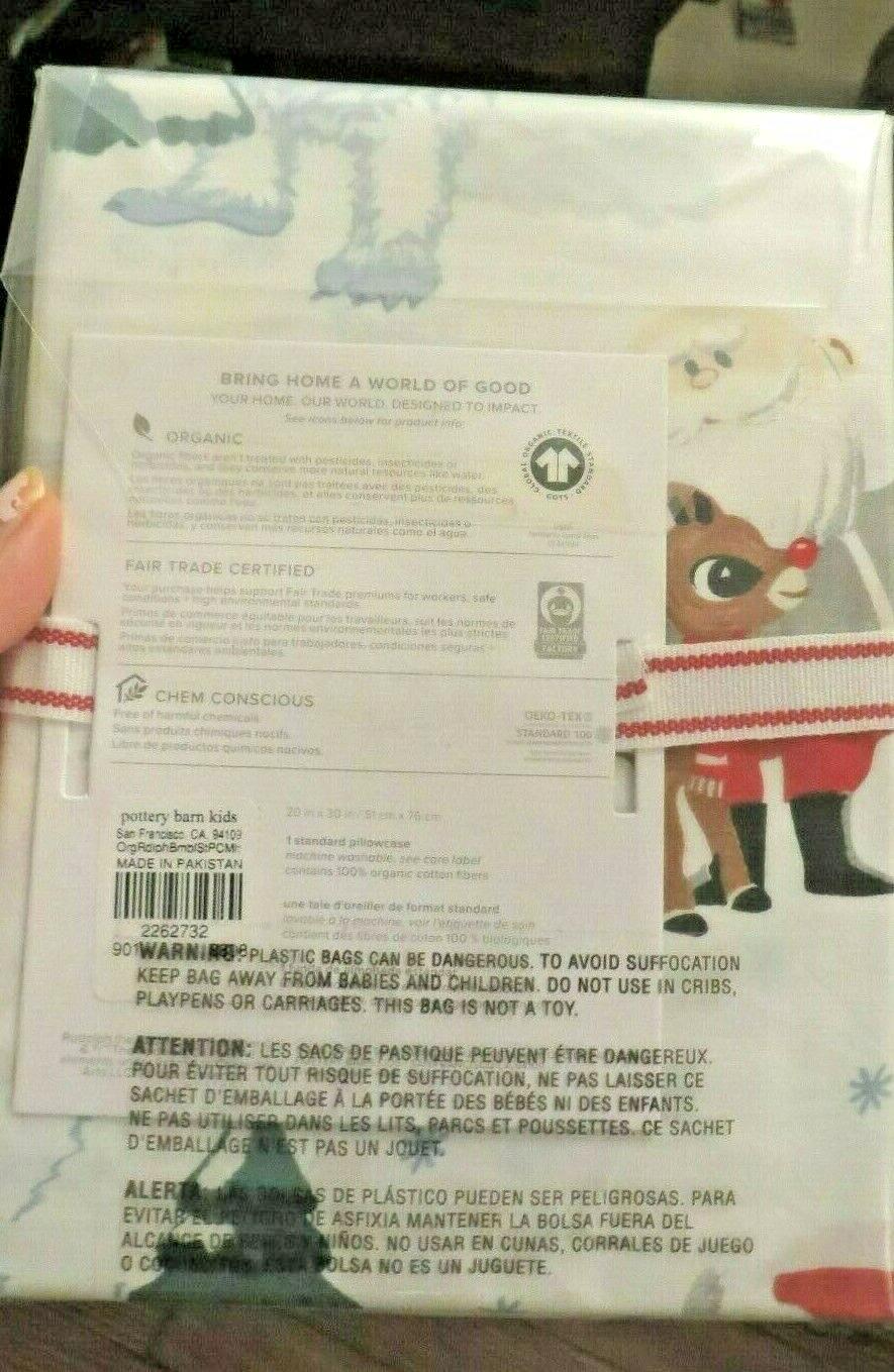 Pottery Barn Rudolph holiday Christmas Snowman Frosty Bumble kid pillowcase "