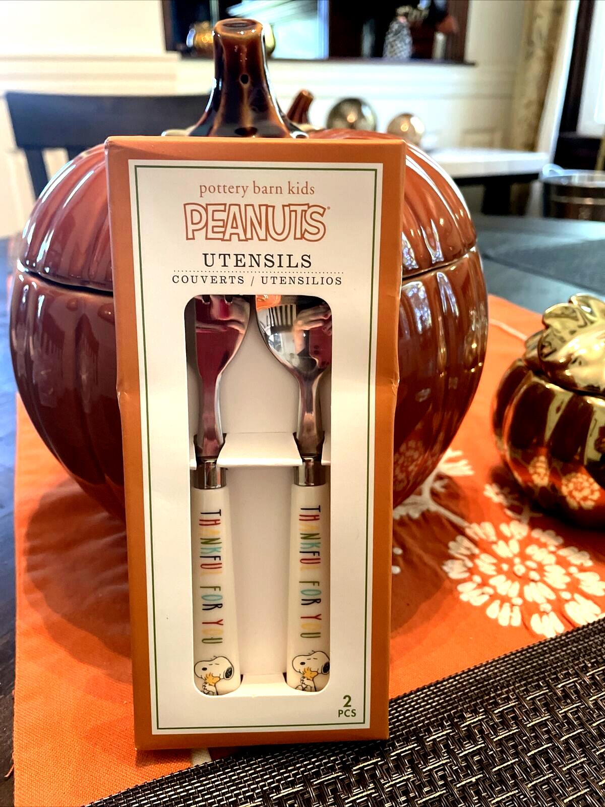 Snoopy School Pottery Barn Holiday CUP UTENSIL peanuts Thanksgiving kid Disney .