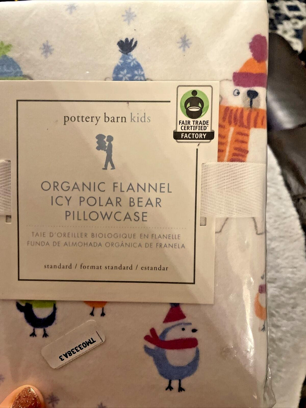 Pottery Barn pillowcase Christmas Bear holiday Disney school kid winter Polar =