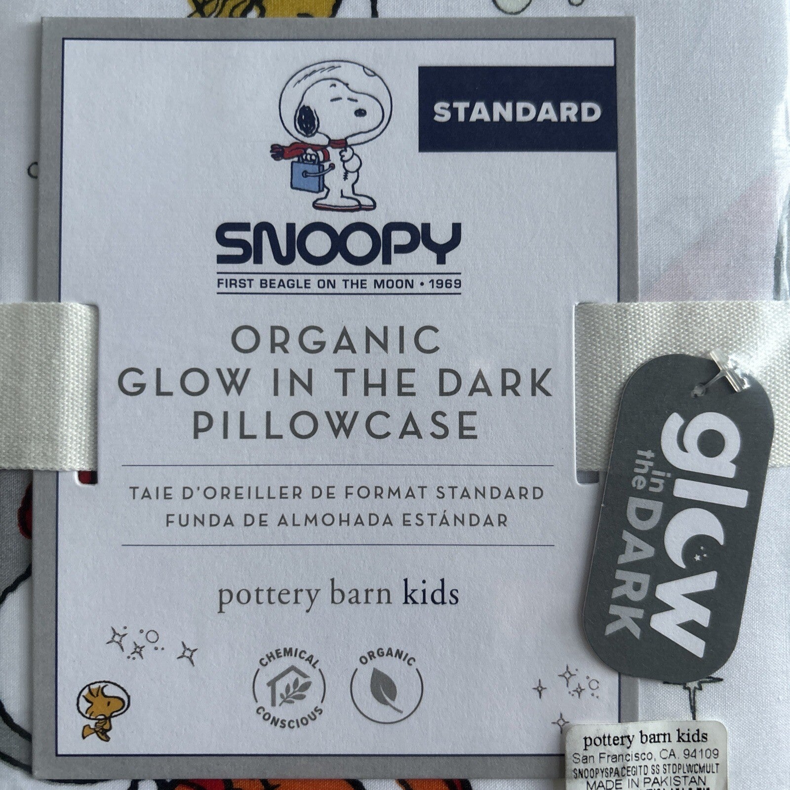 Snoopy Disney Pottery Barn PILLOWCASE Peanuts DOG space school holiday kids =