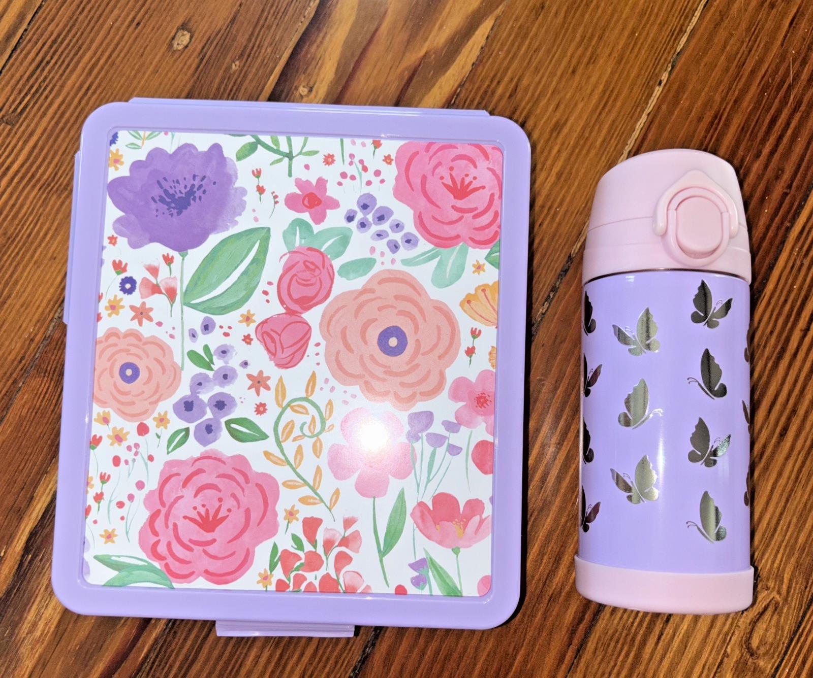 Pottery barn school Floral flower Bento BOX LUNCH WATER Disney travel girl PINK