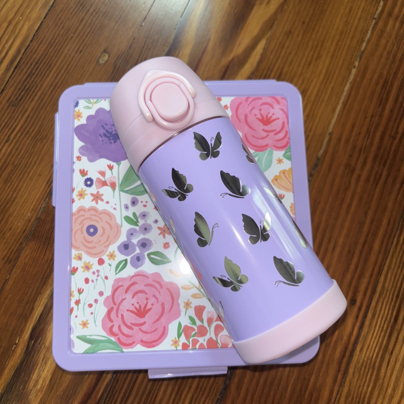 Pottery barn school Floral flower Bento BOX LUNCH WATER Disney travel girl PINK