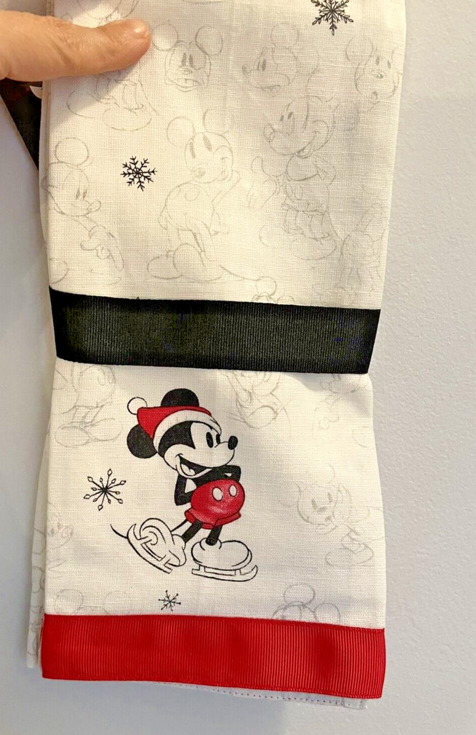 Pottery barn Disney Mickey Mouse hand towel Kitchen holiday Christmas SET 2 ??