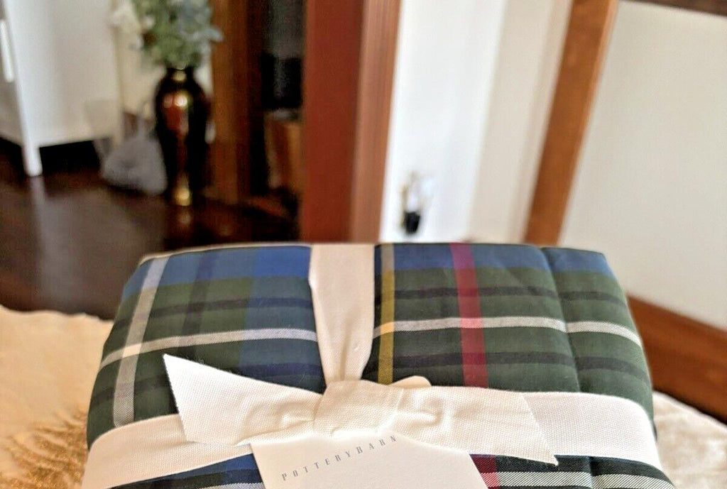 Pottery Barn Plaid Disney Pillow cover sham holiday Christmas party Sherpa kid =