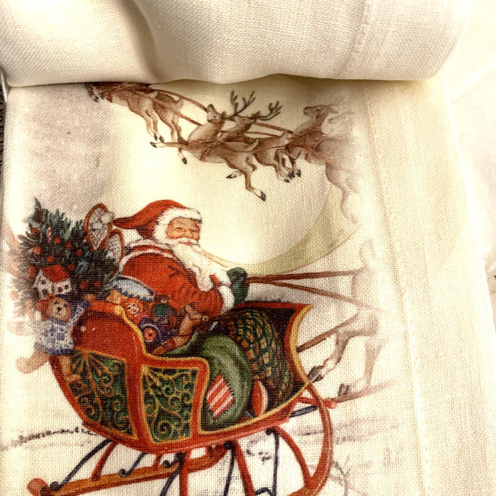 Pottery barn Christmas party napkin gift holiday Santa snowman tree SET 4 "