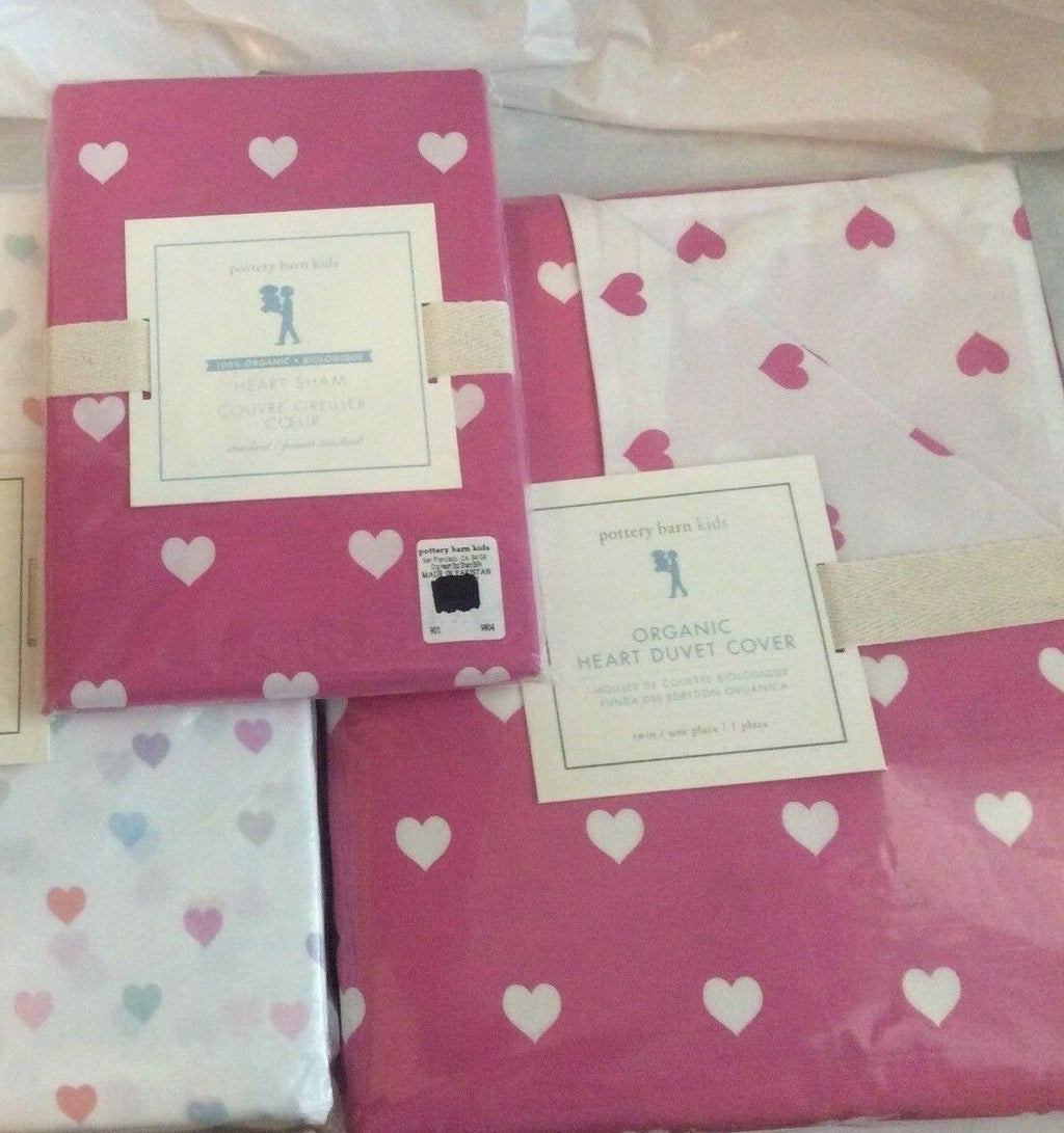 Pottery Barn Disney Twin DUVET heart PINK+ pillow SHAM school girl Birthday ?? -