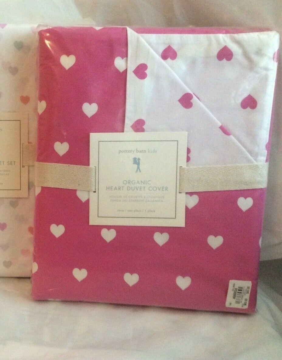 Pottery Barn Disney Twin DUVET heart PINK+ pillow SHAM school girl Birthday ?? -