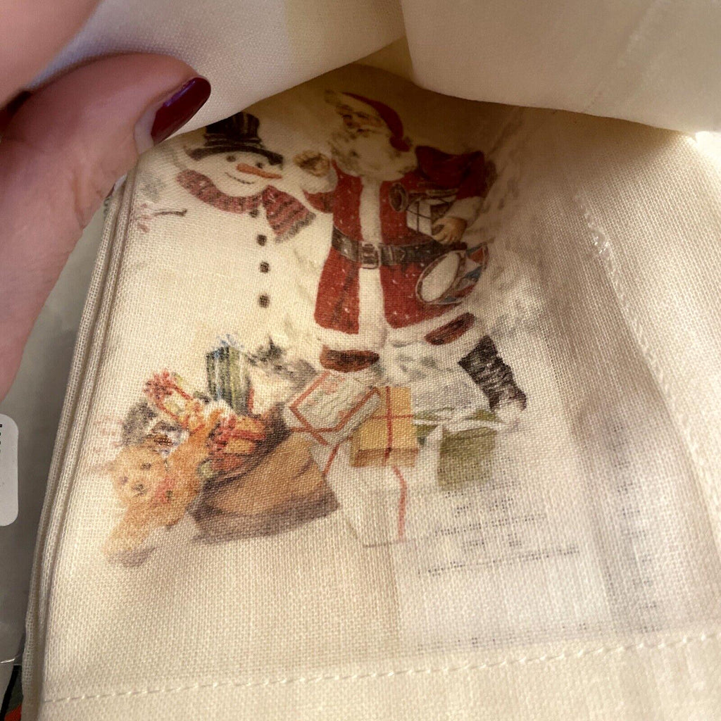 Pottery barn Christmas party napkin gift holiday Santa snowman tree SET 4 "
