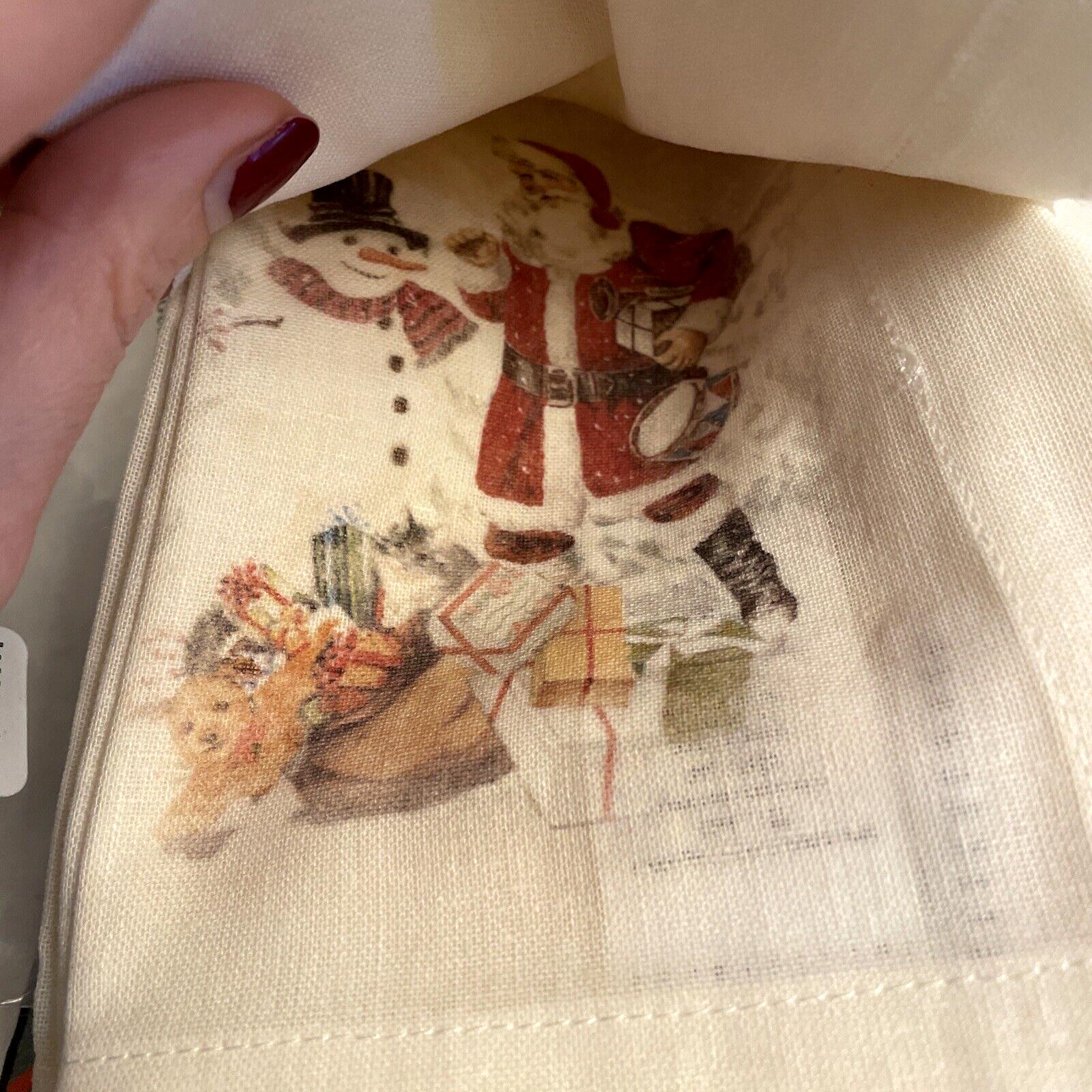 Pottery barn Christmas party napkin gift holiday Santa snowman tree SET 4 "