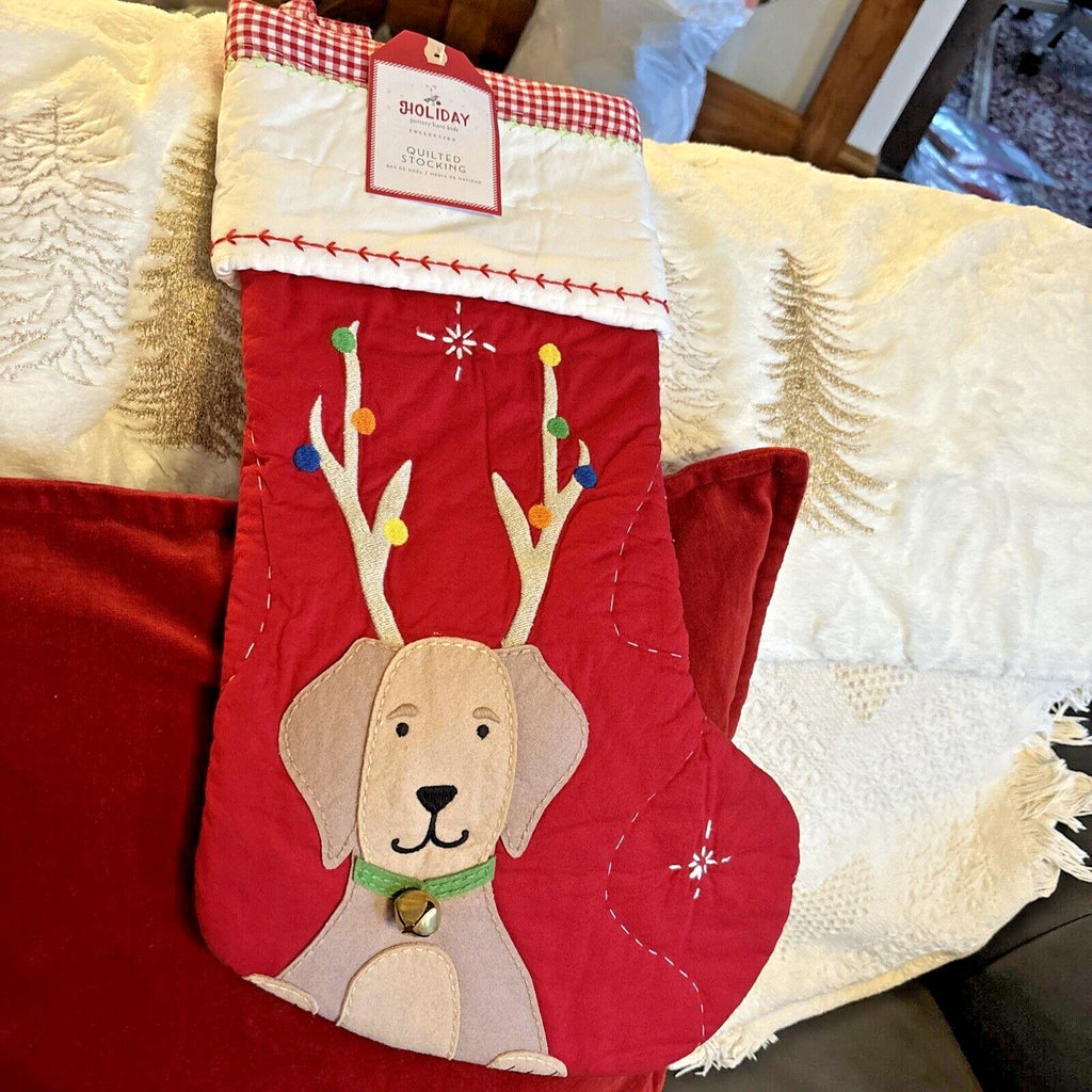 Pottery Barn Holiday Christmas stocking dog gift party reindeer pet Disney kid '