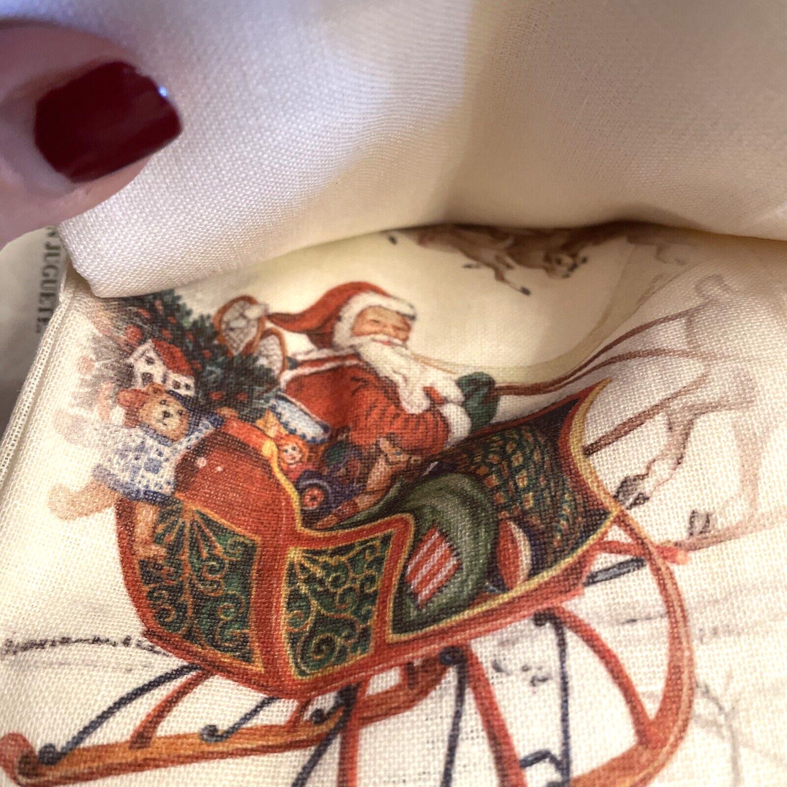 Pottery barn Christmas party napkin gift holiday Santa snowman tree SET 4 "