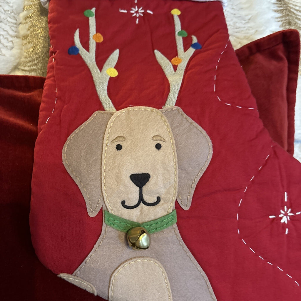 Pottery Barn Holiday Christmas stocking dog gift party reindeer pet Disney kid '