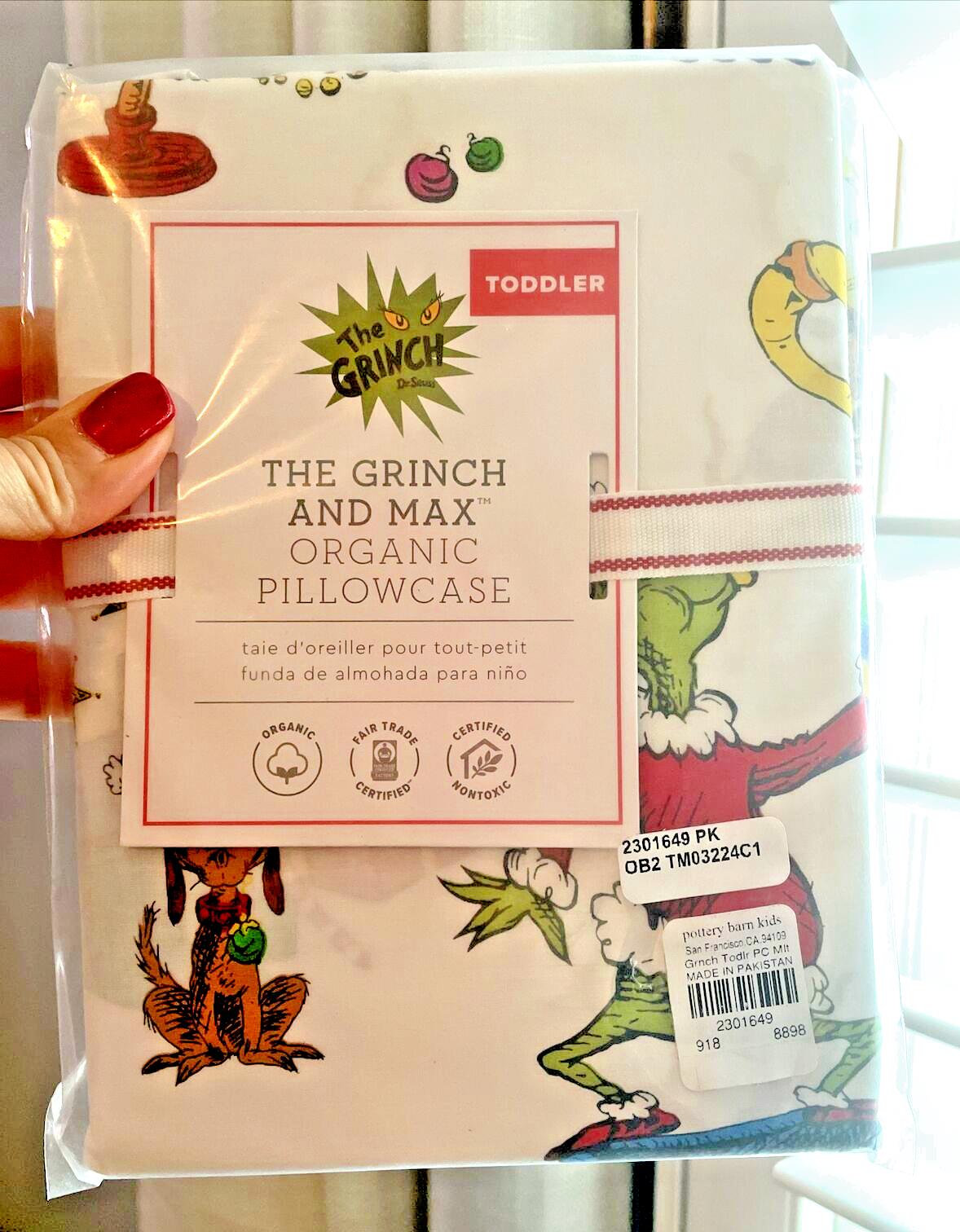Pottery Barn Grinch Holiday Dr Seuss Christmas pillowcase Gift dog Toddler kid y