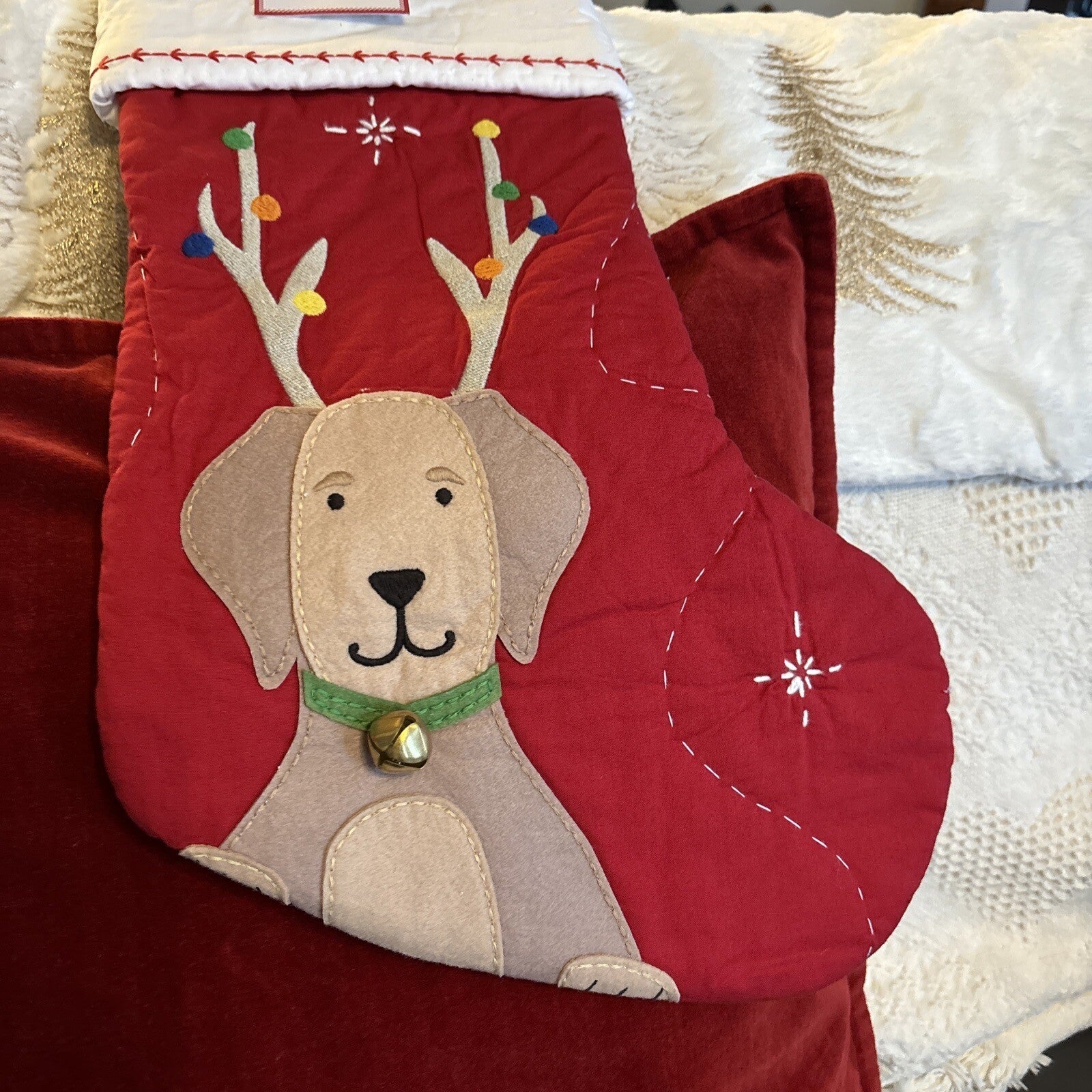Pottery Barn Holiday Christmas stocking dog gift party reindeer pet Disney kid '