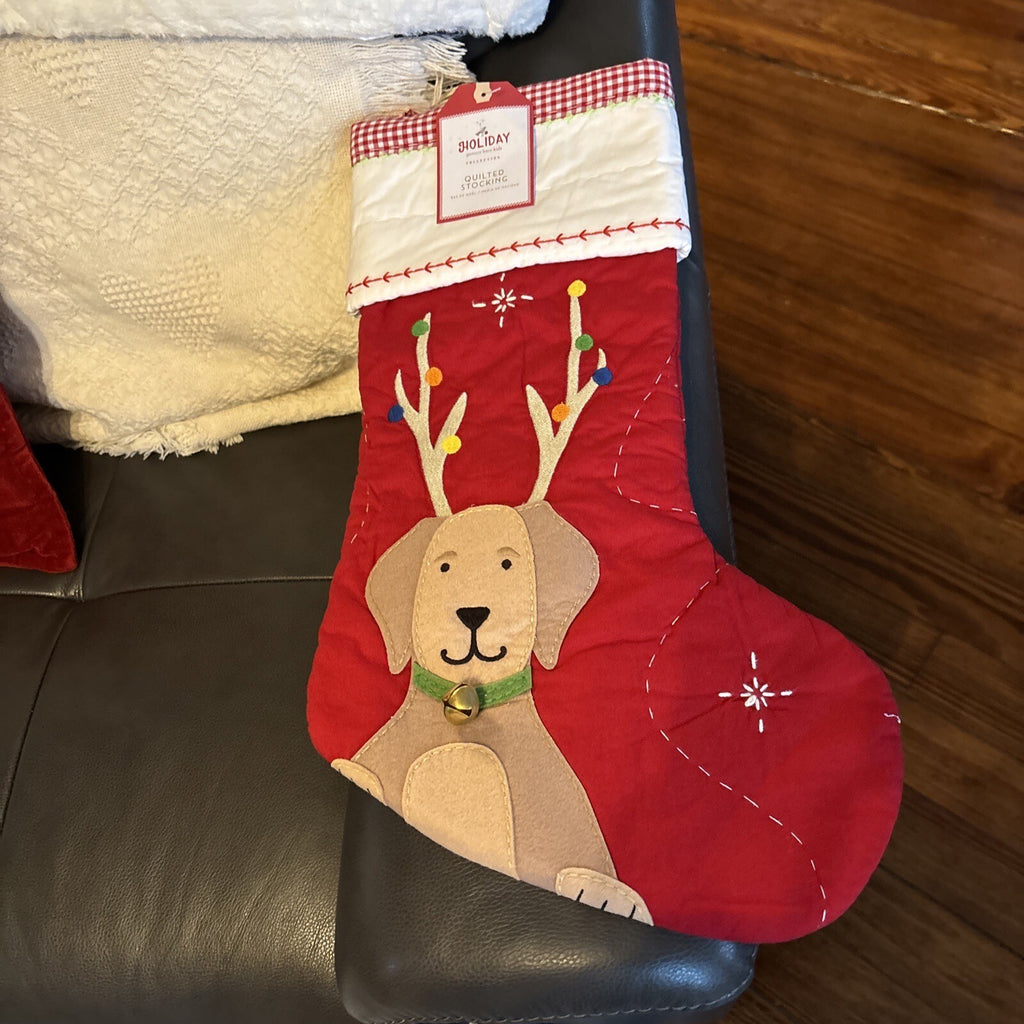 Pottery Barn Holiday Christmas stocking dog gift party reindeer pet Disney kid '