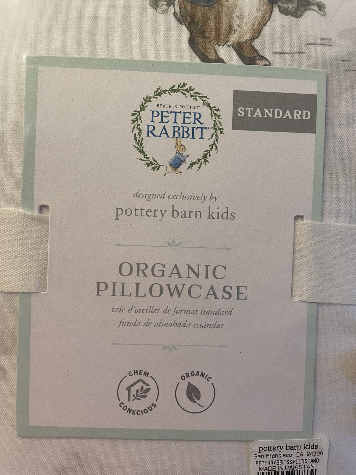 Pottery Barn holiday Peter Rabbit Disney  pillowcase gift bunny school kid ]