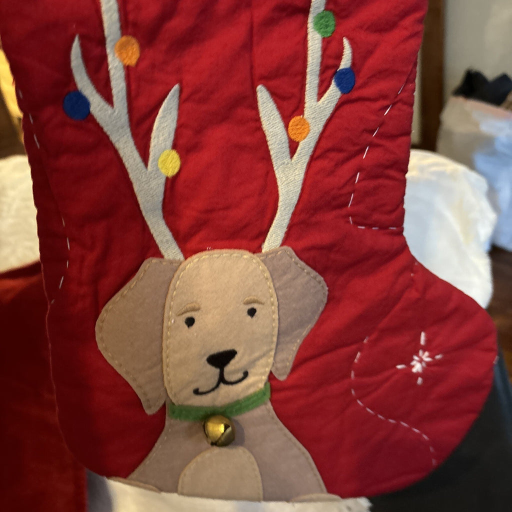 Pottery Barn Holiday Christmas stocking dog gift party reindeer pet Disney kid '