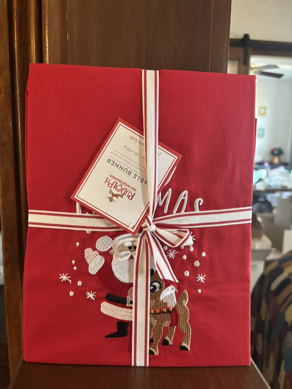 Pottery Barn holiday Christmas Santa Rudolph Disney party Table runner kid  /