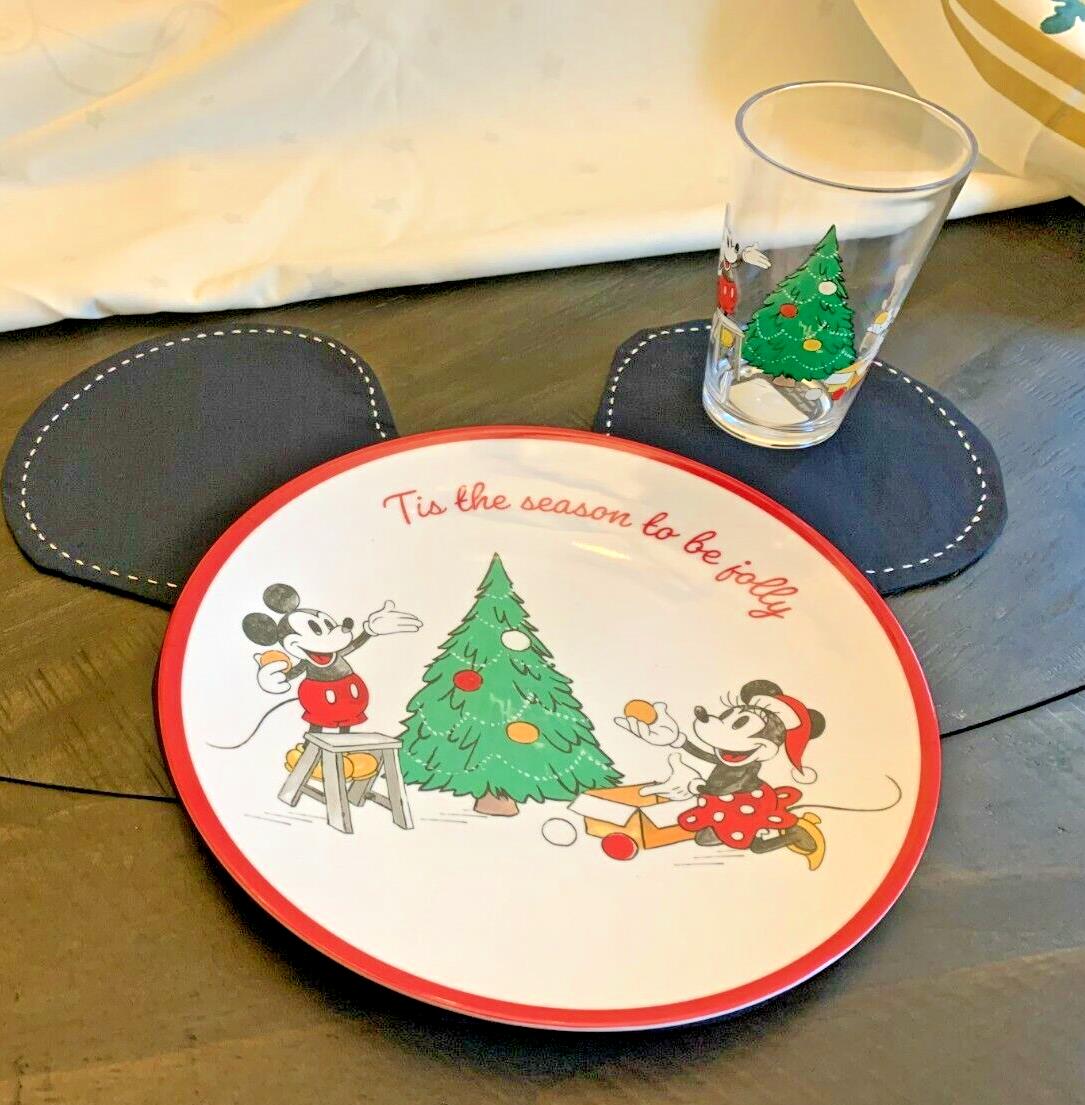 Pottery Barn Mickey Mouse Plate+CUP+PLACE MAT Christmas holiday Disney star m