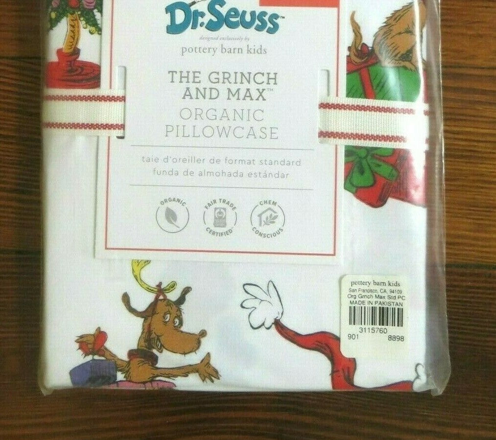 Pottery Barn Grinch Holiday Dr Seuss Christmas pillowcase Gift dog Toddler kid y