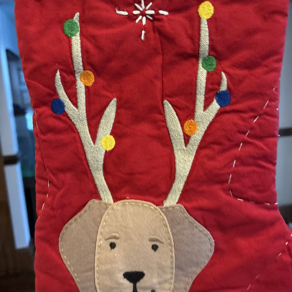 Pottery Barn Holiday Christmas stocking dog gift party reindeer pet Disney kid '