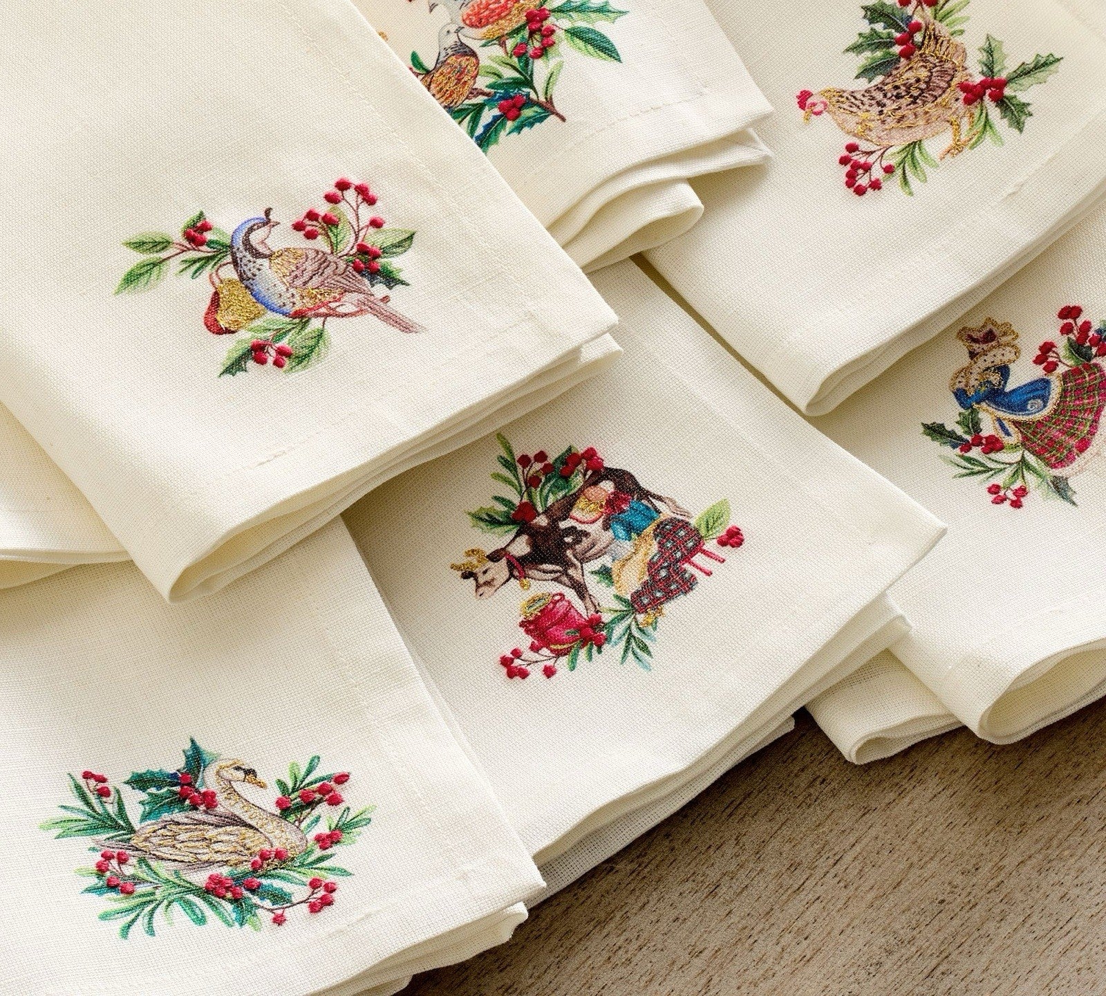 Disney Pottery barn holiday table Nutcracker napkin white party SET 12 Christmas