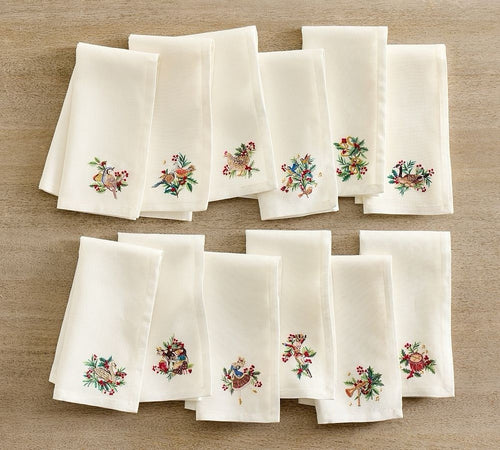 Disney Pottery barn holiday table Nutcracker napkin white party SET 12 Christmas