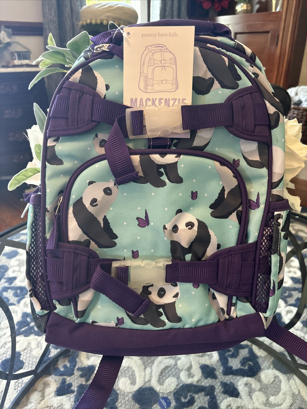 School Pottery barn Glitter BACKPACK Lunch Travel Bag Panda Disney girl ??  .