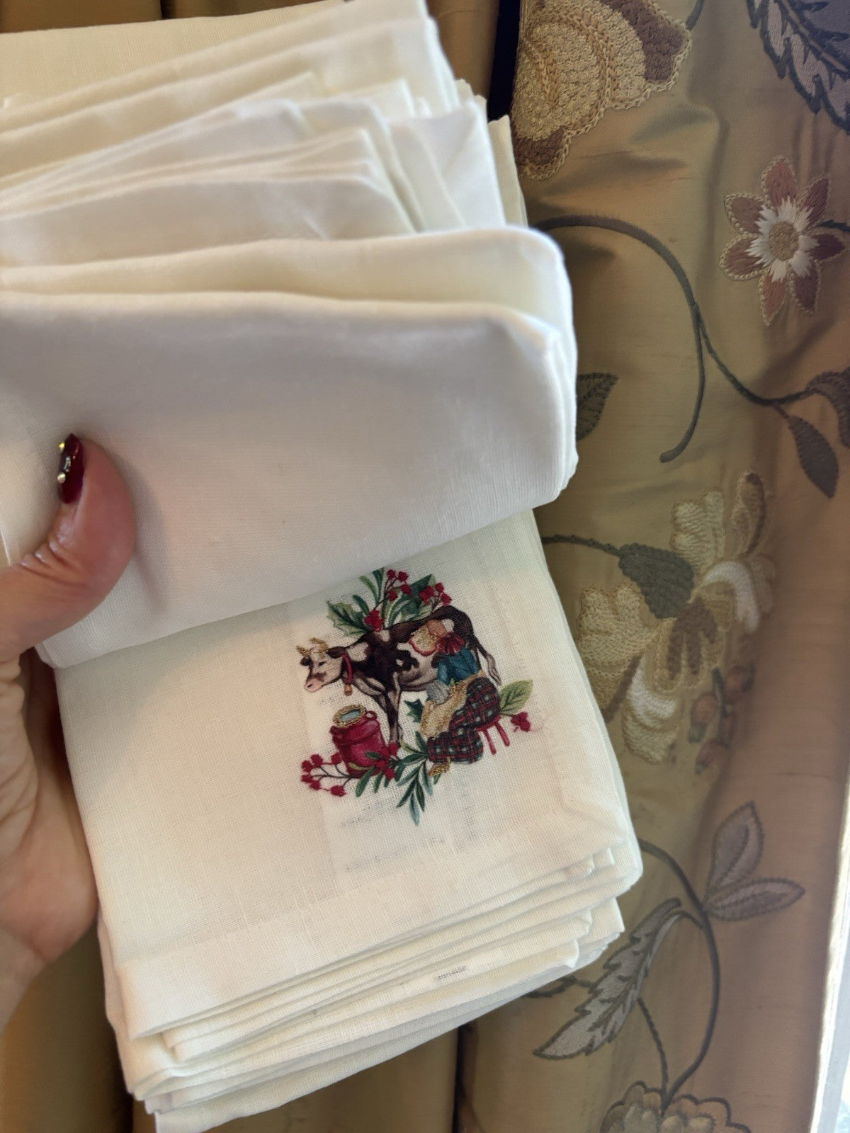 Disney Pottery barn holiday table Nutcracker napkin white party SET 12 Christmas
