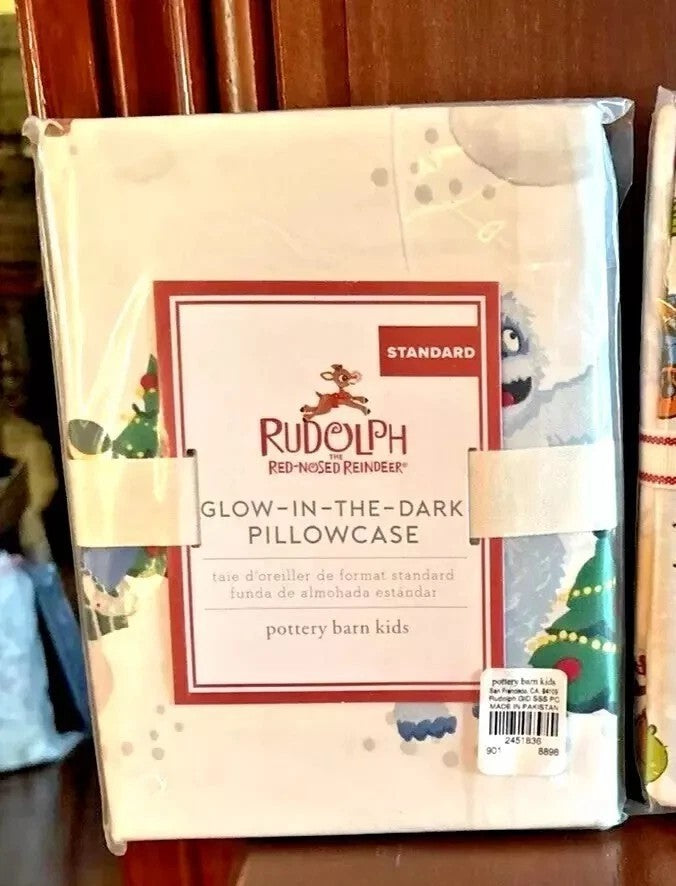 Pottery Barn Rudolph pillowcase holiday Christmas Bumble party Disney kids "