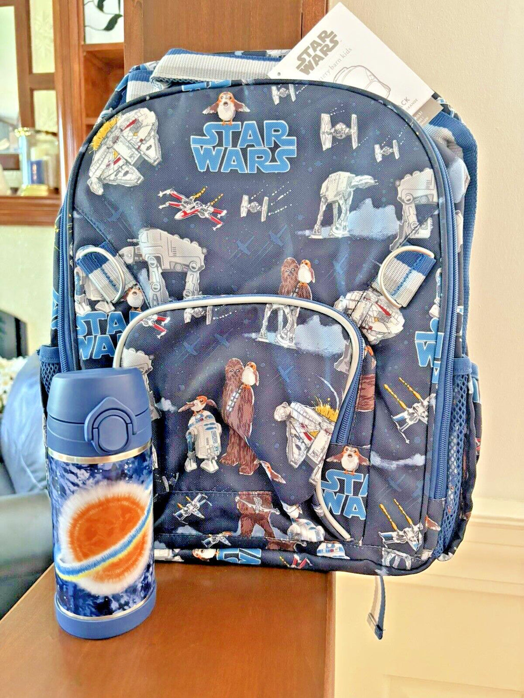 Pottery Barn school Disney STAR WARS BACKPACK Solo +Water Bottle TRAVEL Jedi =