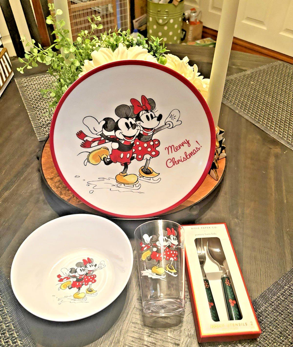 Pottery Barn Christmas Mickey Mouse Dinner party set holiday birthday gift kid m