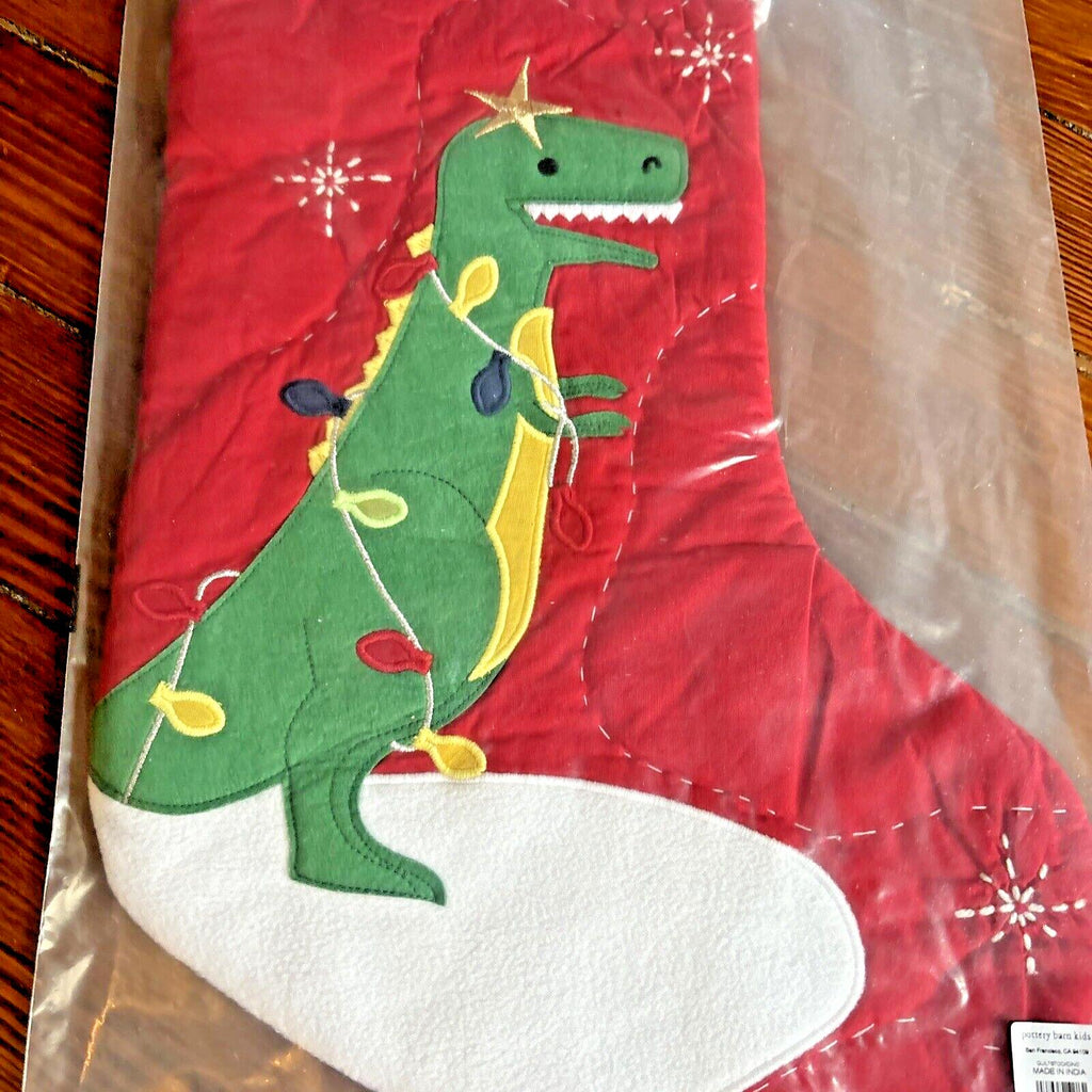 Pottery Barn Holiday Christmas stocking gift Dinosaur Disney school Jurassic kid