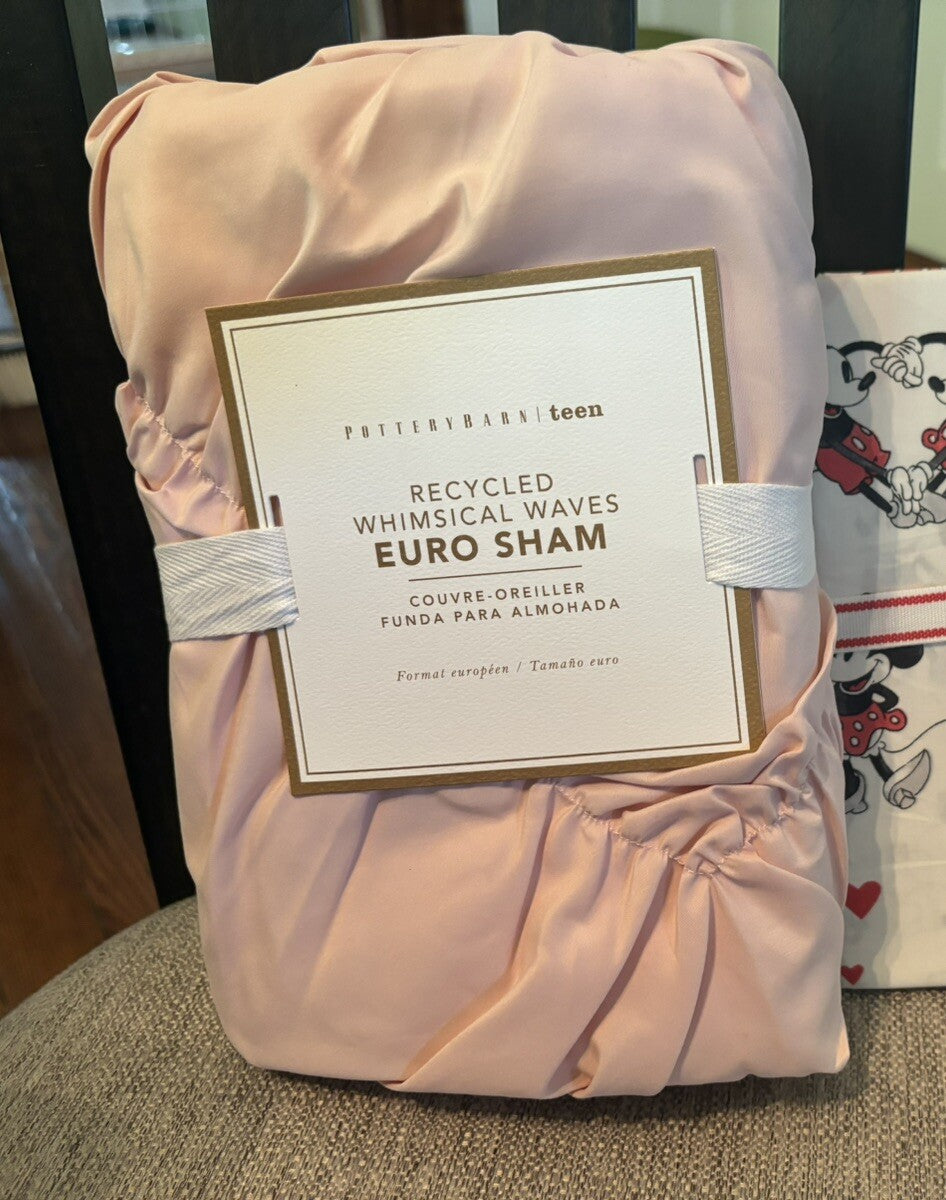 Pottery Barn holiday Disney princess pink girl pillow sham Euro ruched bed gift