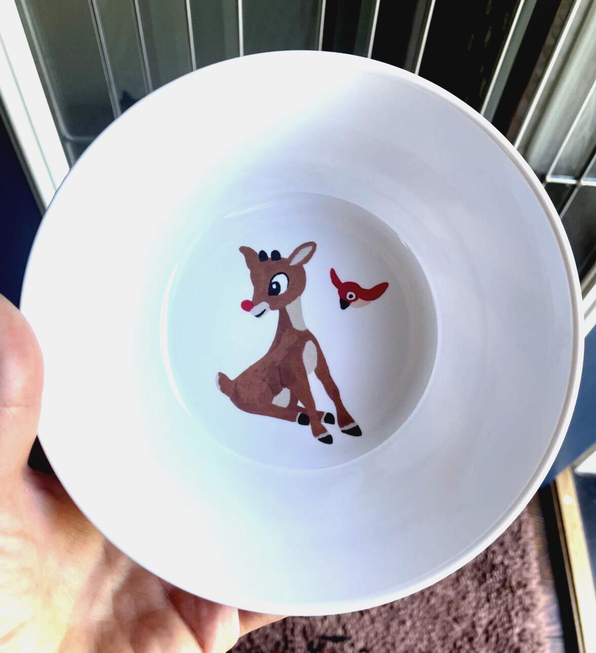 Pottery Barn Christmas Rudolph Reindeer Clarice Disney bowl holiday gift party `