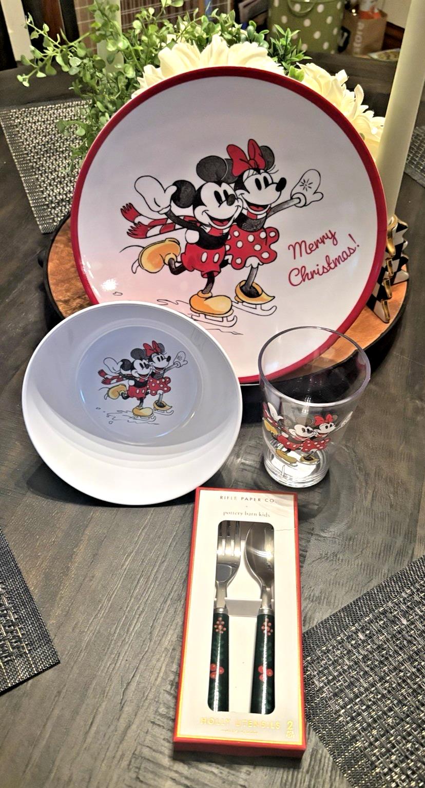 Pottery Barn Christmas Mickey Mouse Dinner party set holiday birthday gift kid m