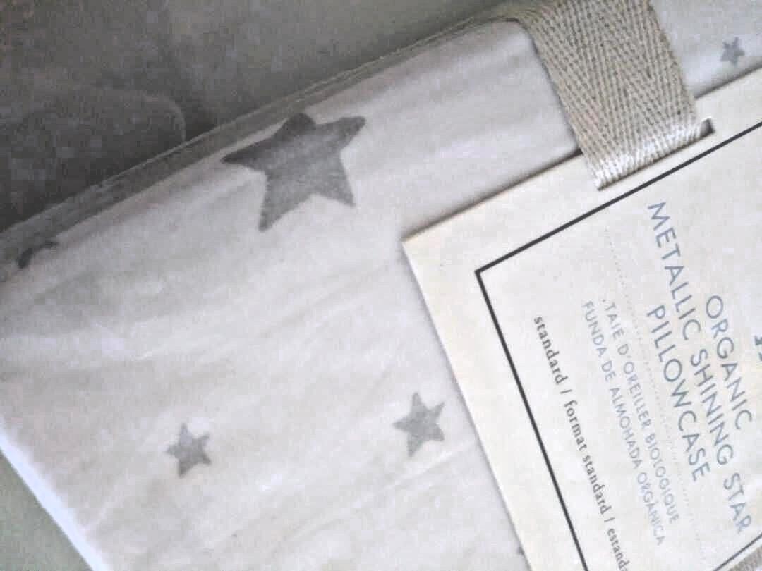 pottery barn cotton SILVER SHINING STAR pillowcase holiday kid gift party y