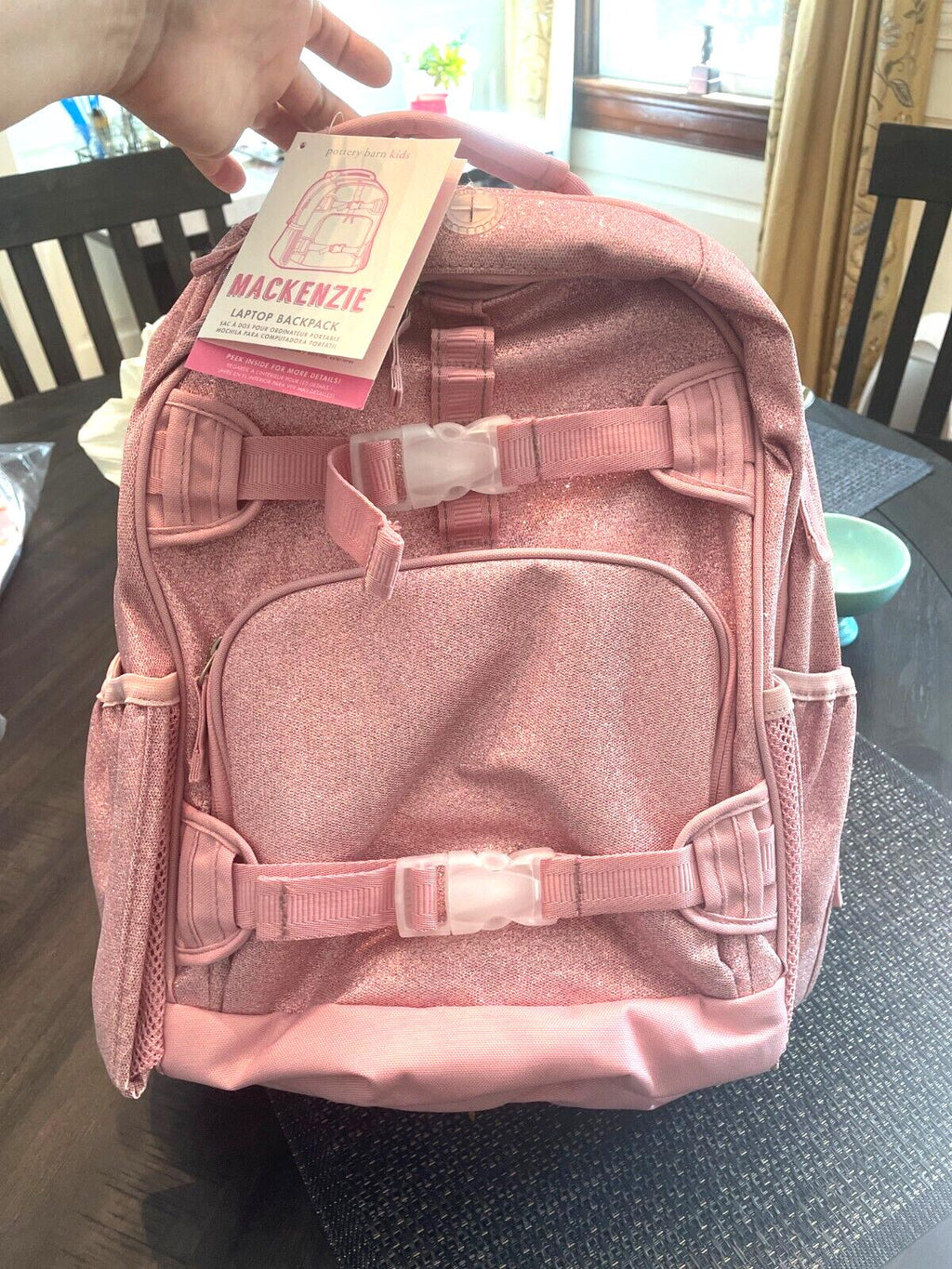 Pottery barn school Disney princess glitter Barbie Travel Backpack girl pink .