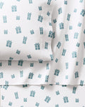 Garnet Hill holiday Christmas SHEET SET village gift Twin Flannel present $199 =
