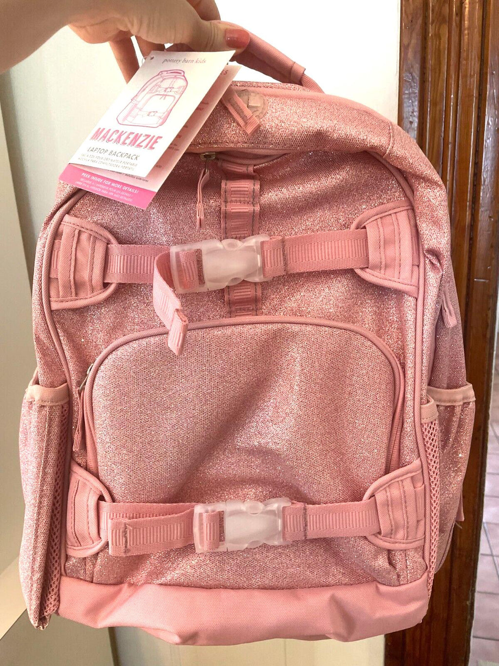 Pottery barn school Disney princess glitter Barbie Travel Backpack girl pink .