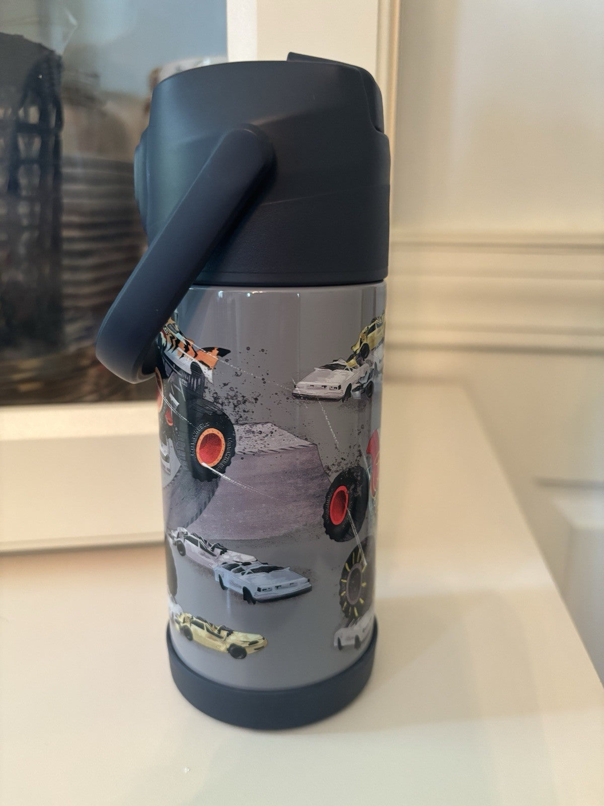Pottery barn school Disney HOT WHEELS Monster Truck Water Bottle birthday boy  .