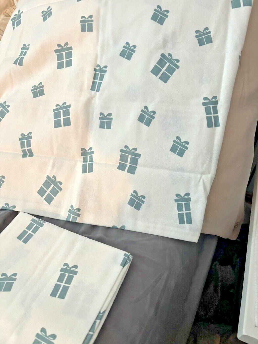 Garnet Hill holiday Christmas SHEET SET village gift Twin Flannel present $199 =