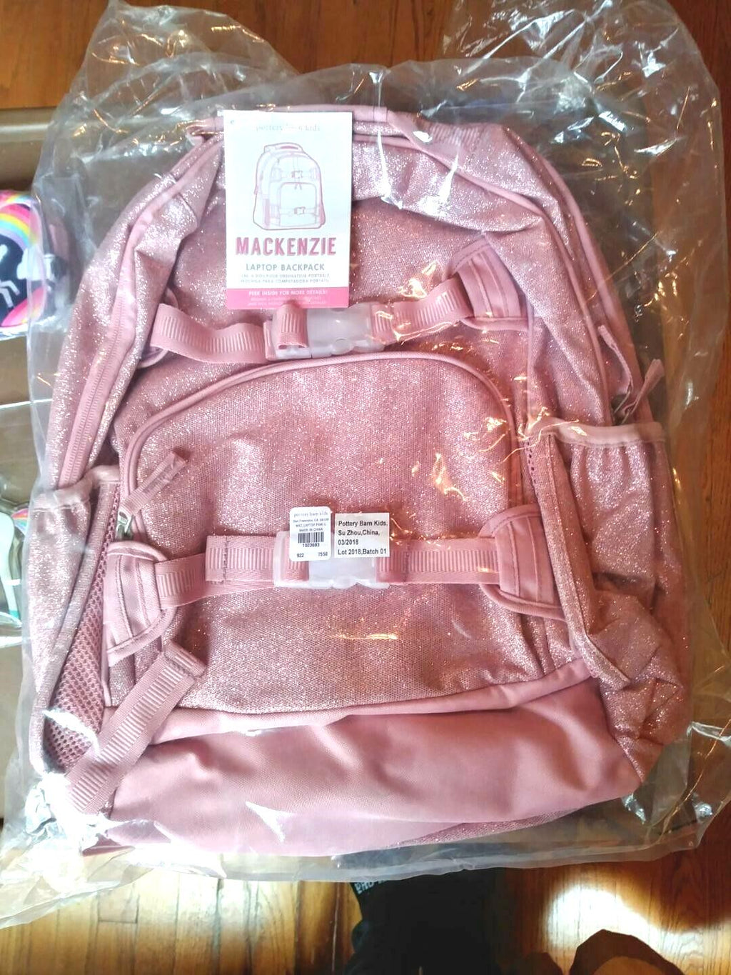 Pottery barn school Disney princess glitter Barbie Travel Backpack girl pink .