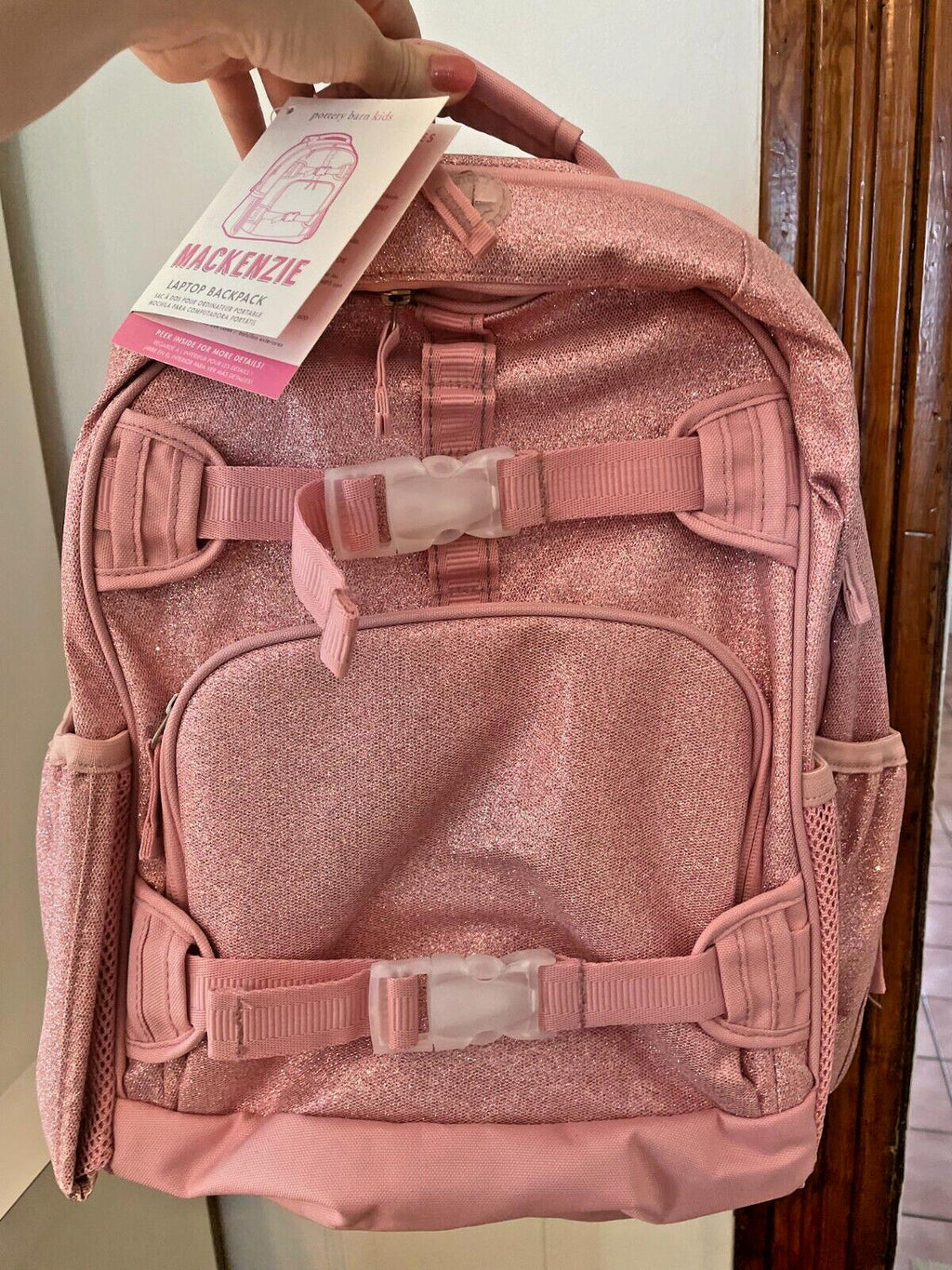 Pottery barn school Disney princess glitter Barbie Travel Backpack girl pink .