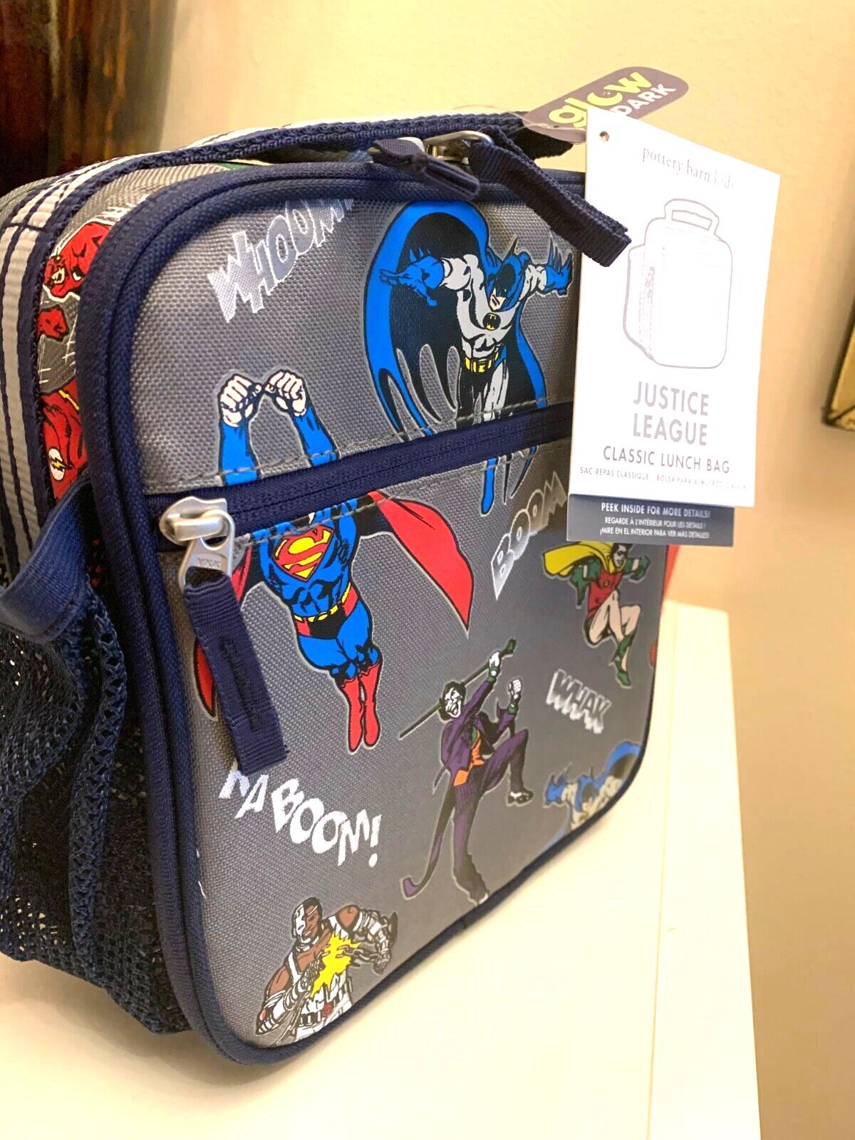 Pottery Barn School marvel Superman Lunch box bag Batman Justice space SET boy "
