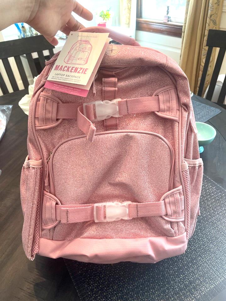 Pottery barn school Disney princess glitter Barbie Travel Backpack girl pink .