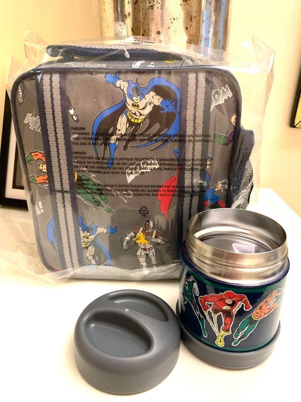 Pottery Barn School marvel Superman Lunch box bag Batman Justice space SET boy "
